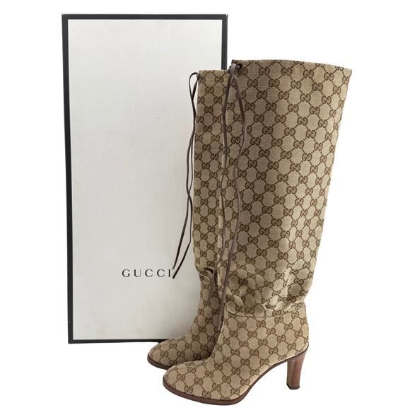 Gucci Lisa GG Monogram Slouch Knee High Boots 39.5 - Picture 1 of 16
